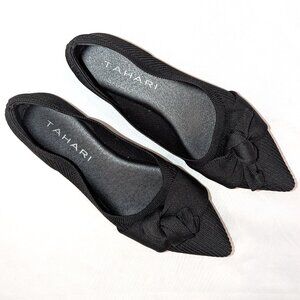 Tahari | Montserrat Black Bow Pointed Toe Flats | Size 7.5